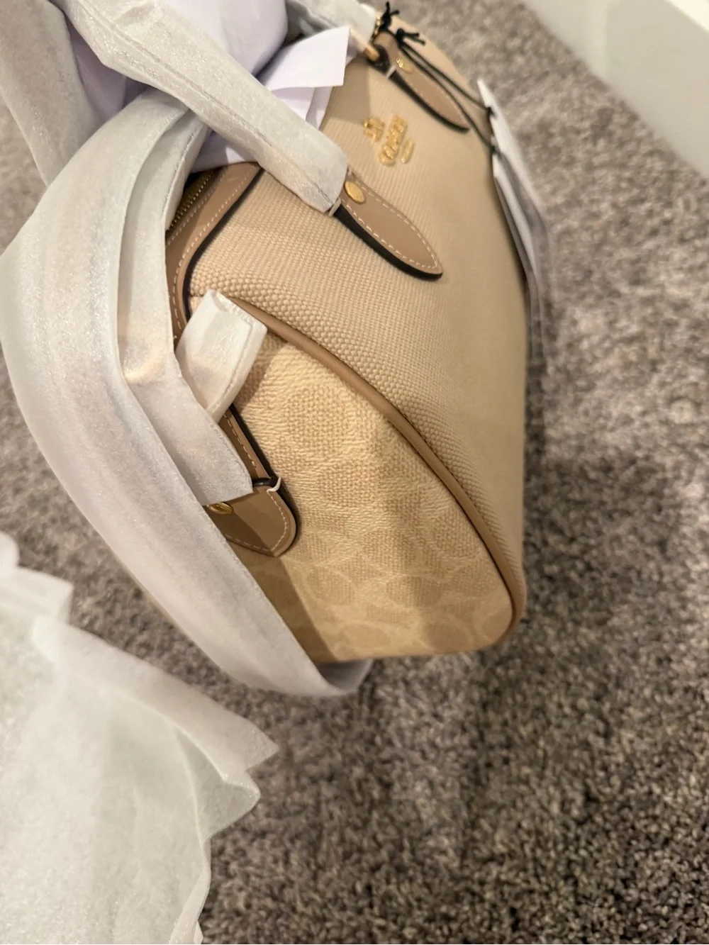 Coach Roawan canvas and sig canvas Dome Satchel in Beige